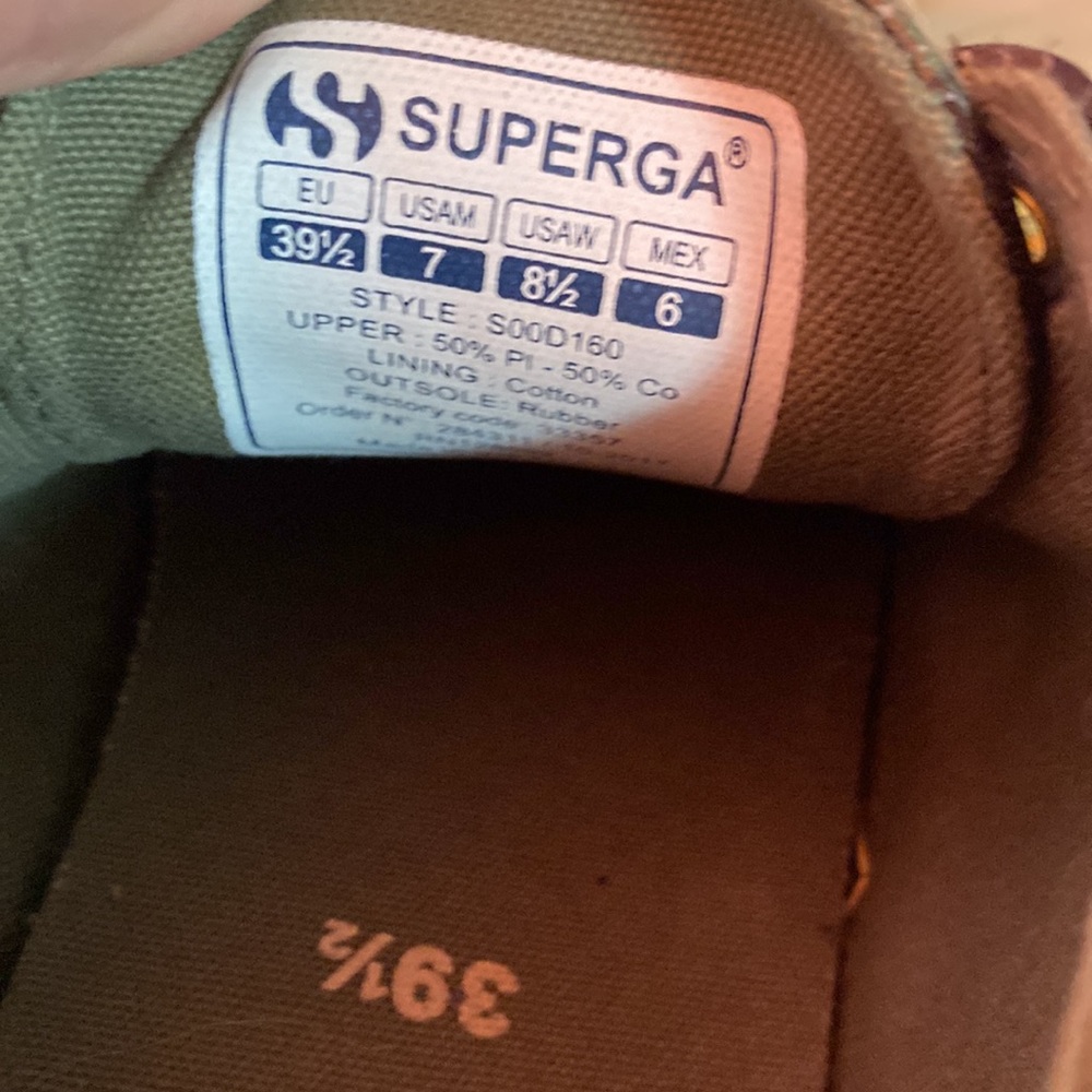 Superga Camouflage Sneakers with Green Laces size 7 - Picture 6 of 8